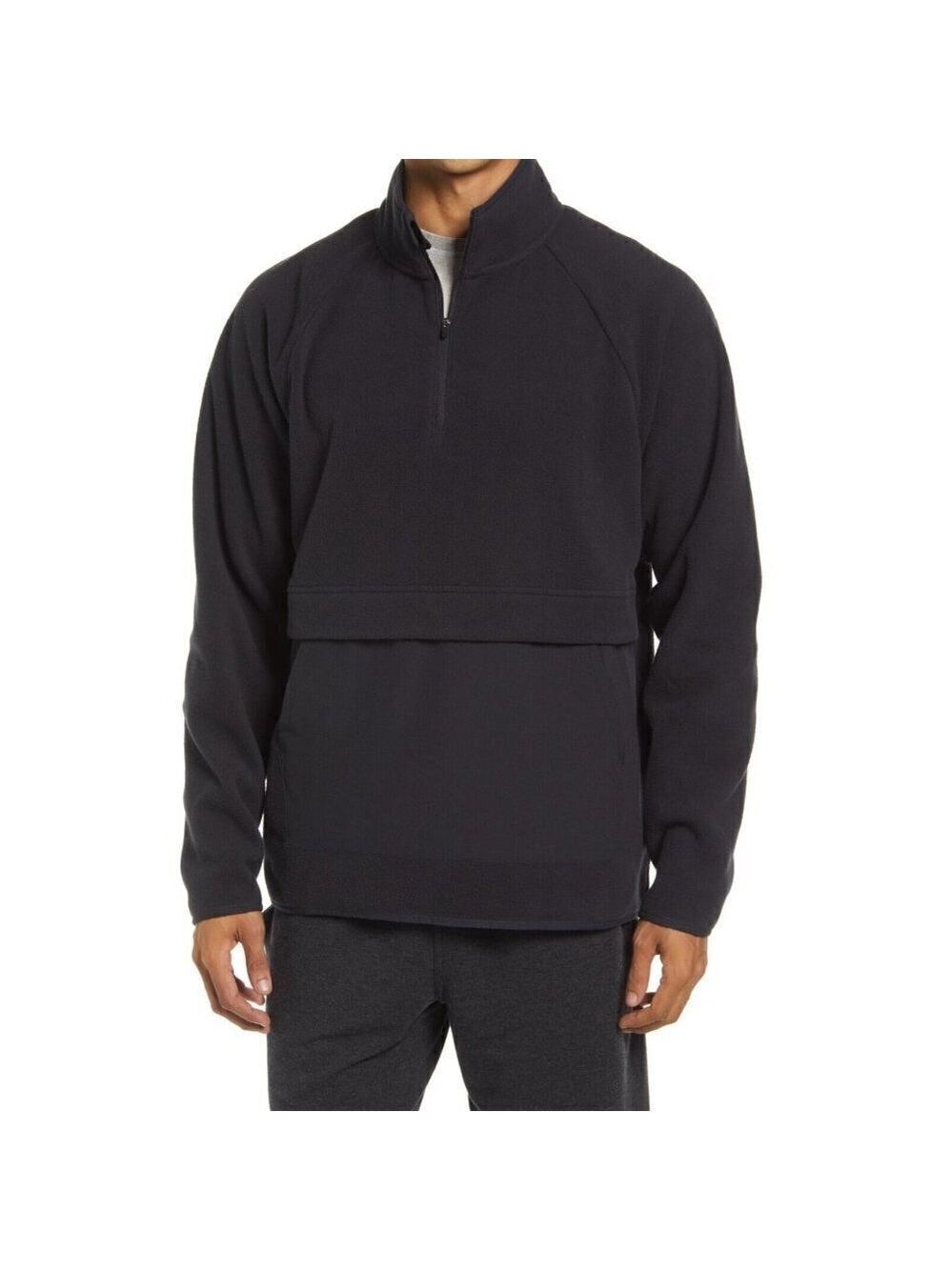 Zella BNWOT "open range" half zip fleece pullover black sweater XLarge New
